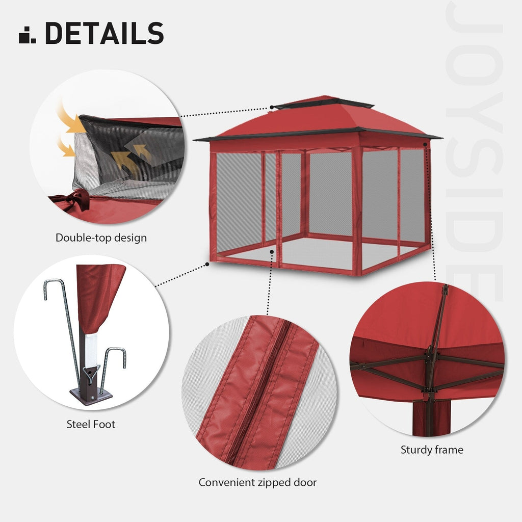 Cozywor 11 ft. x 11 ft. Pop-Up Steel Gazebo with Mosquito Netting