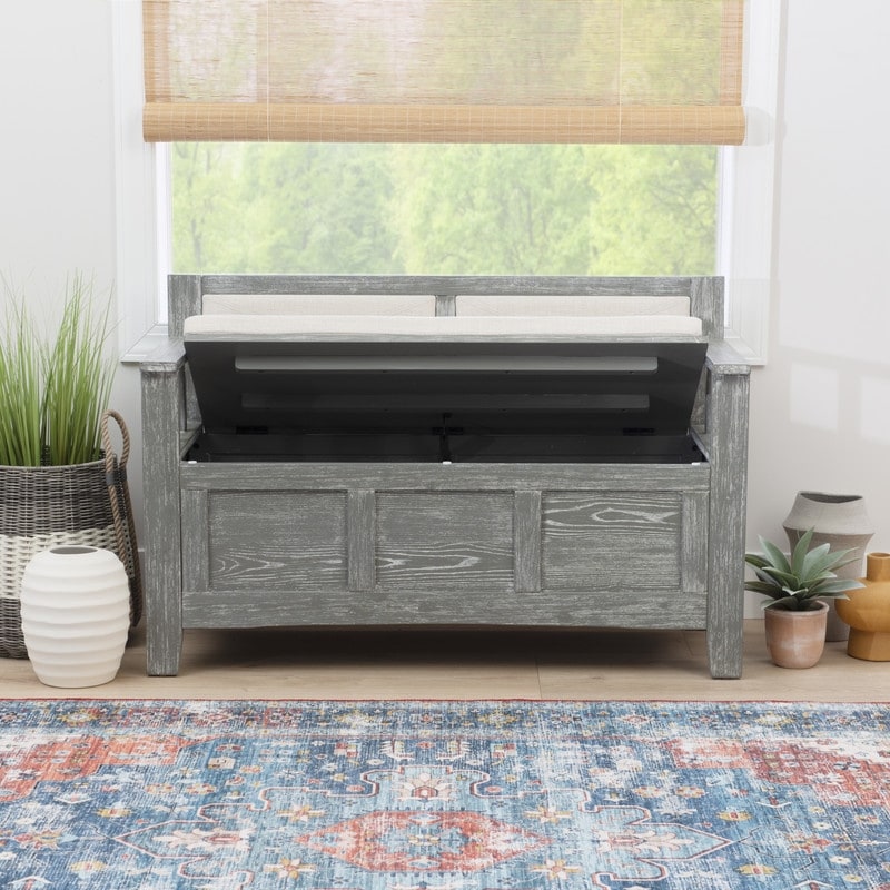 Dahlia Wood Flip Top Storage Entryway Bench