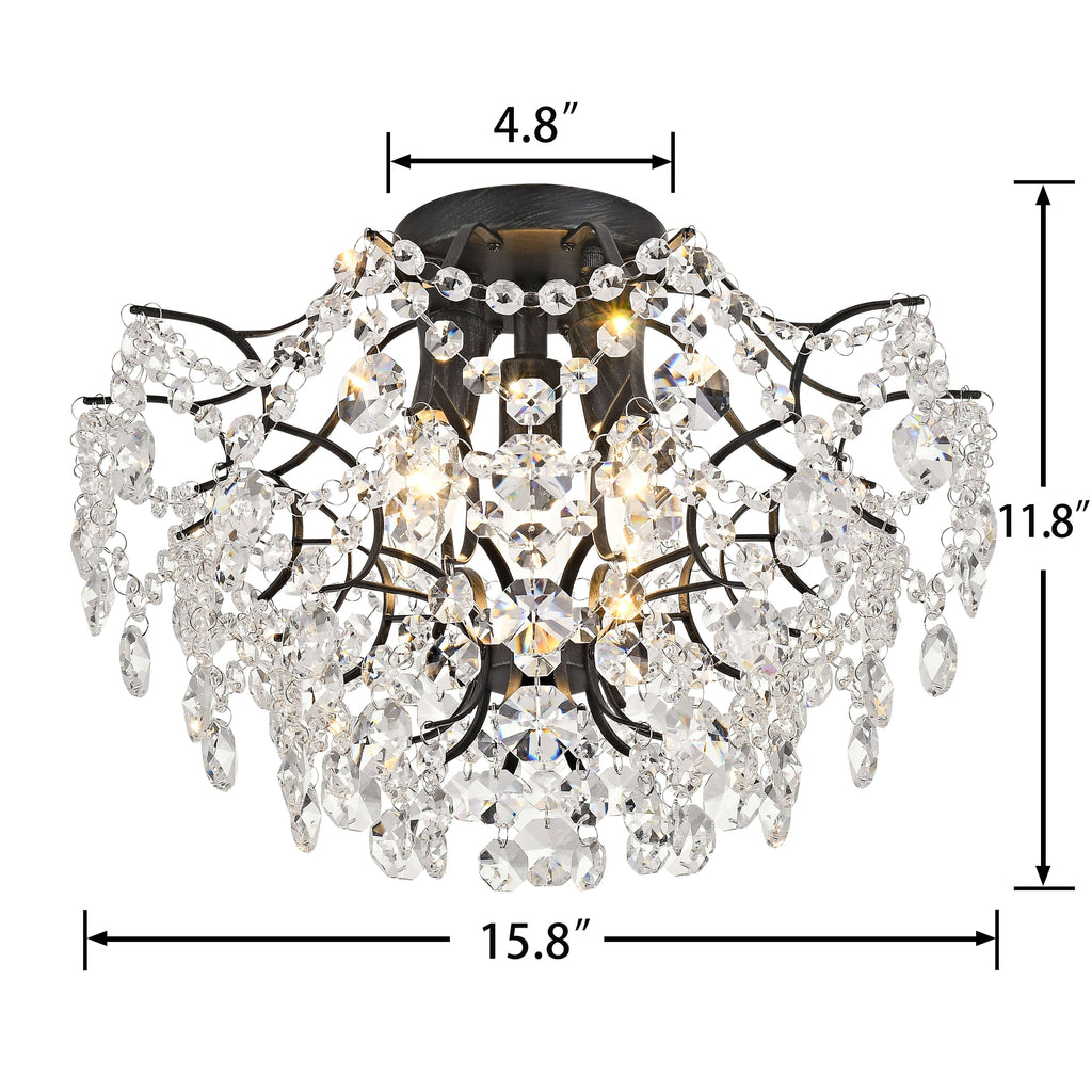 Dalia Elegant Indoor 3-light Crystal Flush Mount