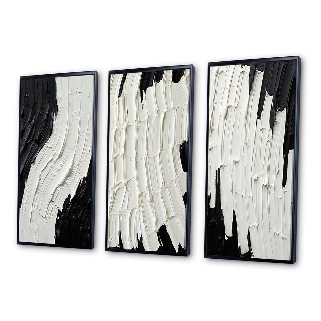 Designart Momentary Spirit Black And White Abstract II Abstract Painting Frame Gallery Wall Set Of 3 For Home Decor