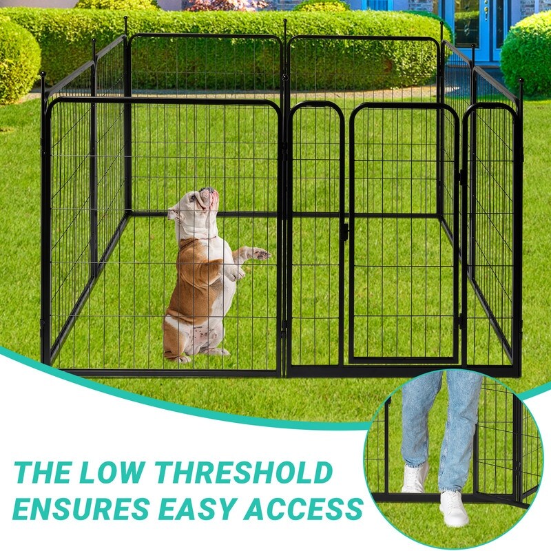 Dog Playpen Pet Dog Fence, 32 Height 8 Panels Metal Dog Pen