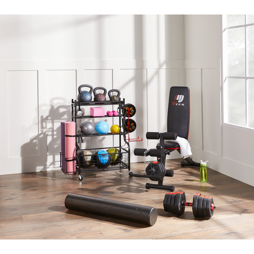 Dumbbell Rack, Weight Rack, Home Gym Storage for Yoga Mat and Balls, Equipment Organzier