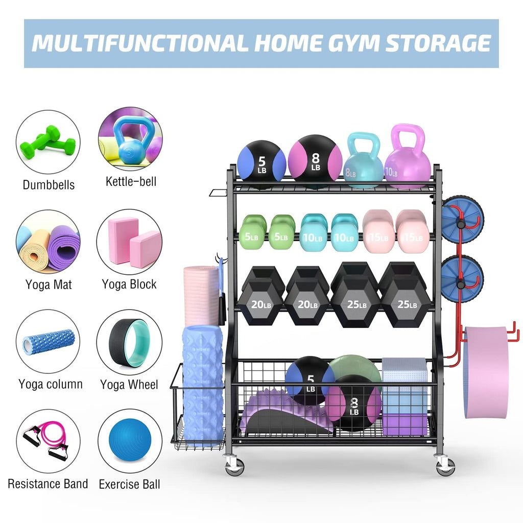 Dumbbell Rack, Weight Rack, Home Gym Storage for Yoga Mat and Balls, Equipment Organzier