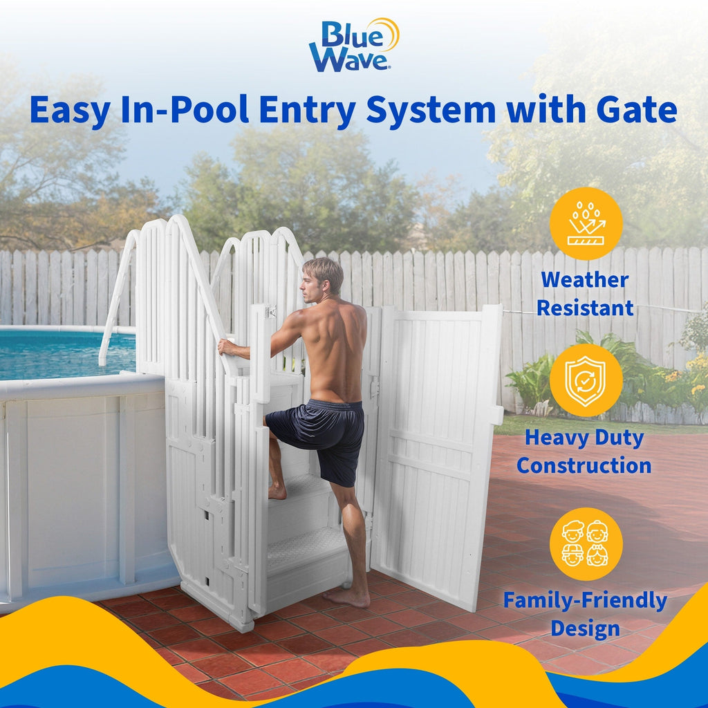 Easy Pool Step Entry System w/ Gate - 32.5 in. W x 82.5 in. D x 81 in. H