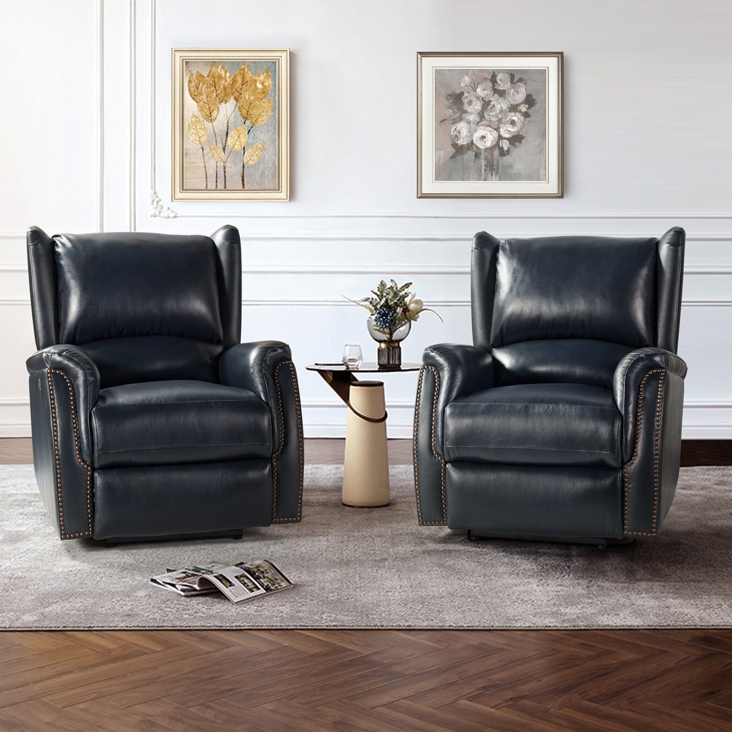 Eduardo Genuine Leather Power Recliner with USB Port Set of 2