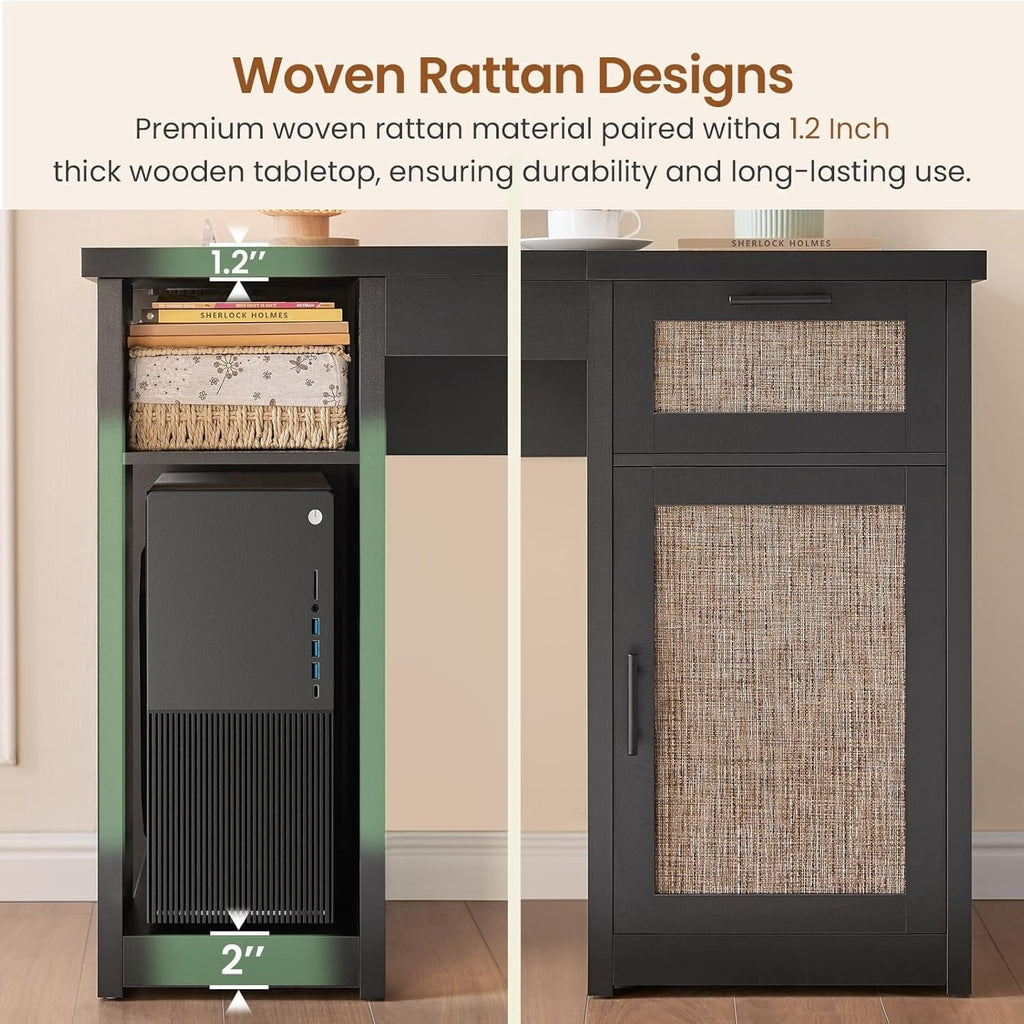 Farmhouse Executive Desk Home Office Desk File Drawer Monitor Stand Power Outlet