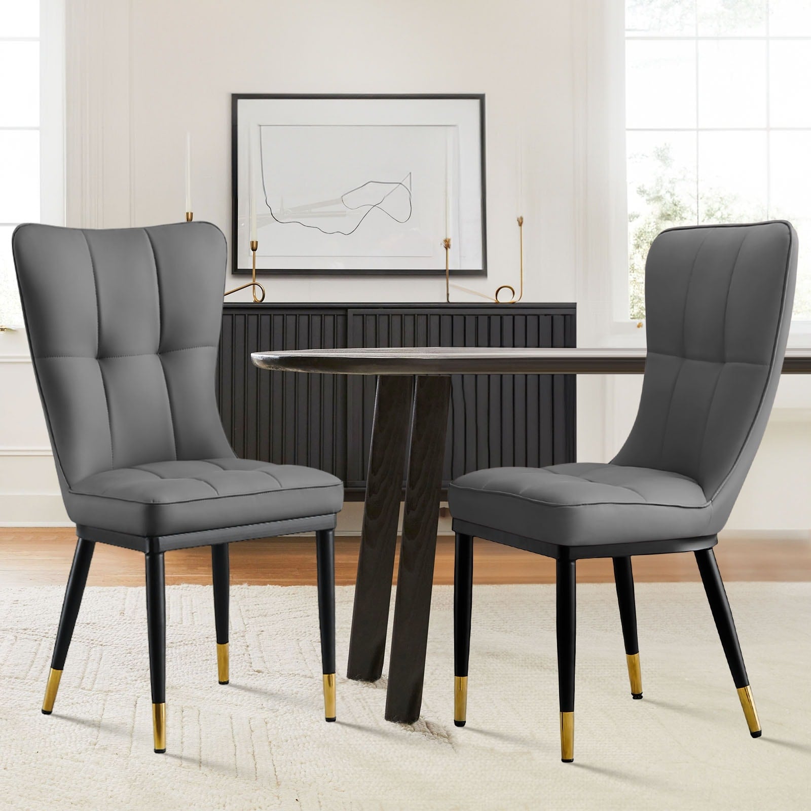 Faux Leather Upholstered Dining Chairs Set of 2/4