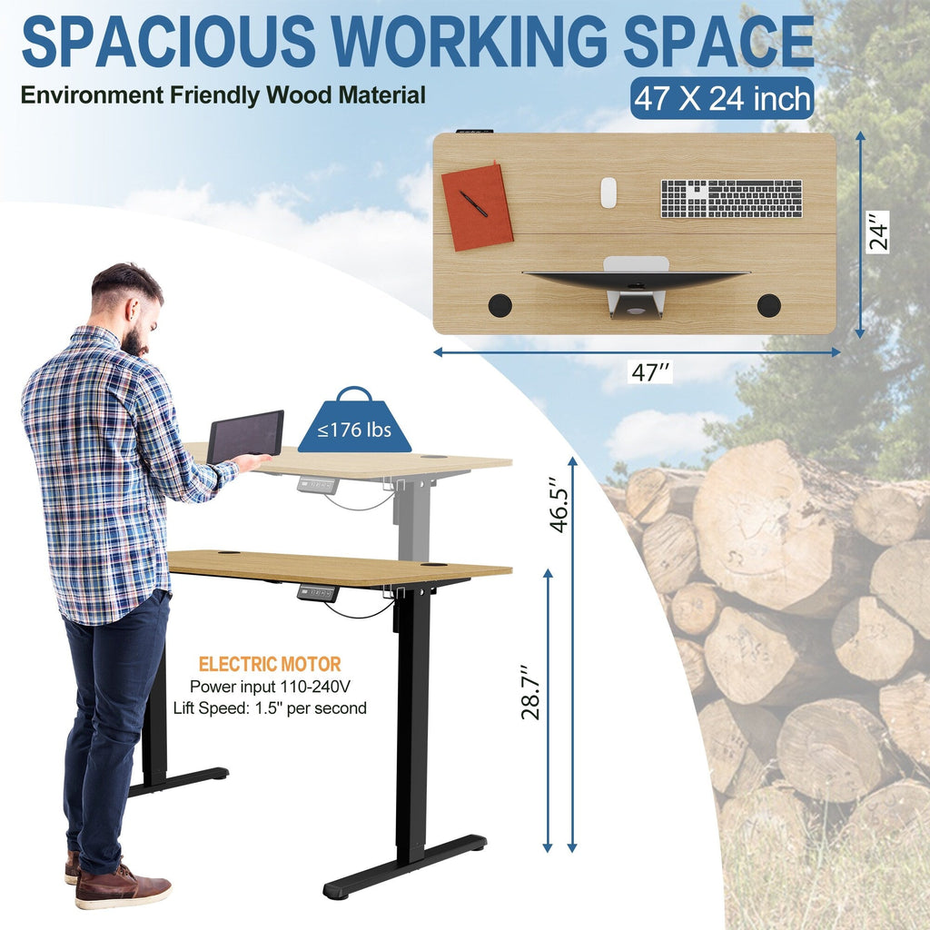 Futzca Height Adjustable Electric Standing Desk Sit Stand Computer Stand up Desk with Splice Board