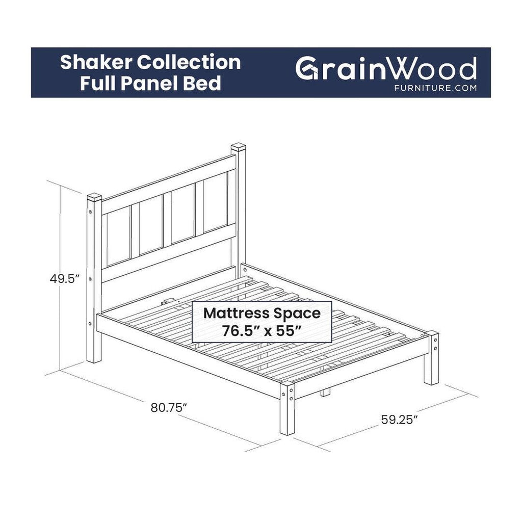 Grain Wood Furniture Shaker Solid Wood Panel Platform Bed