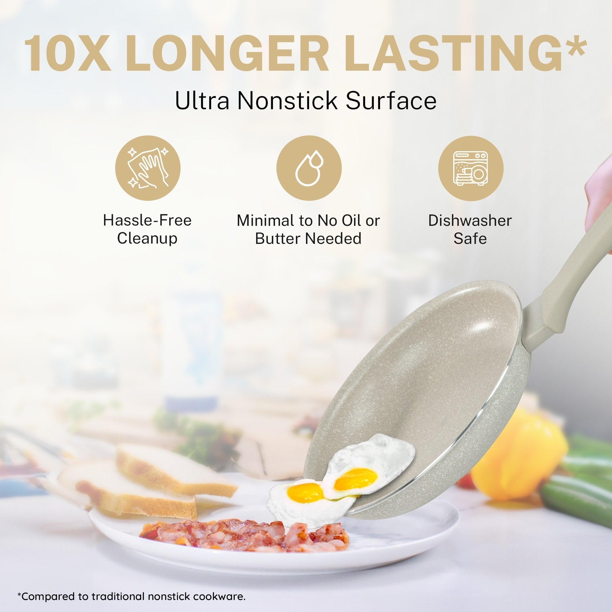 Granitestone Desert Cream 20 PC Nonstick Cookware and Bakeware Set