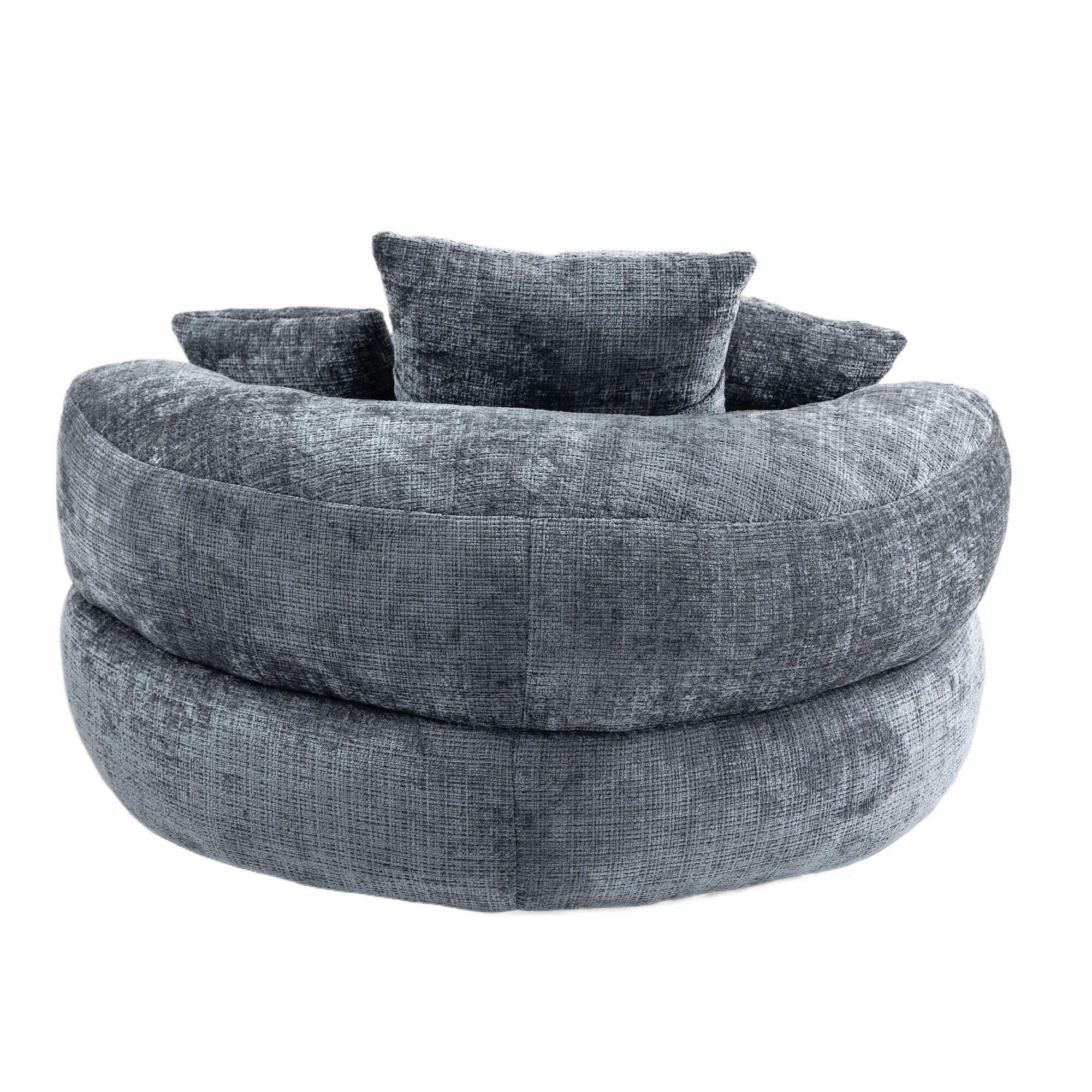Gray Oversized 42.52 Chenille Lazy Bean Bag Single Sofa with Three Pillows for Bedroom