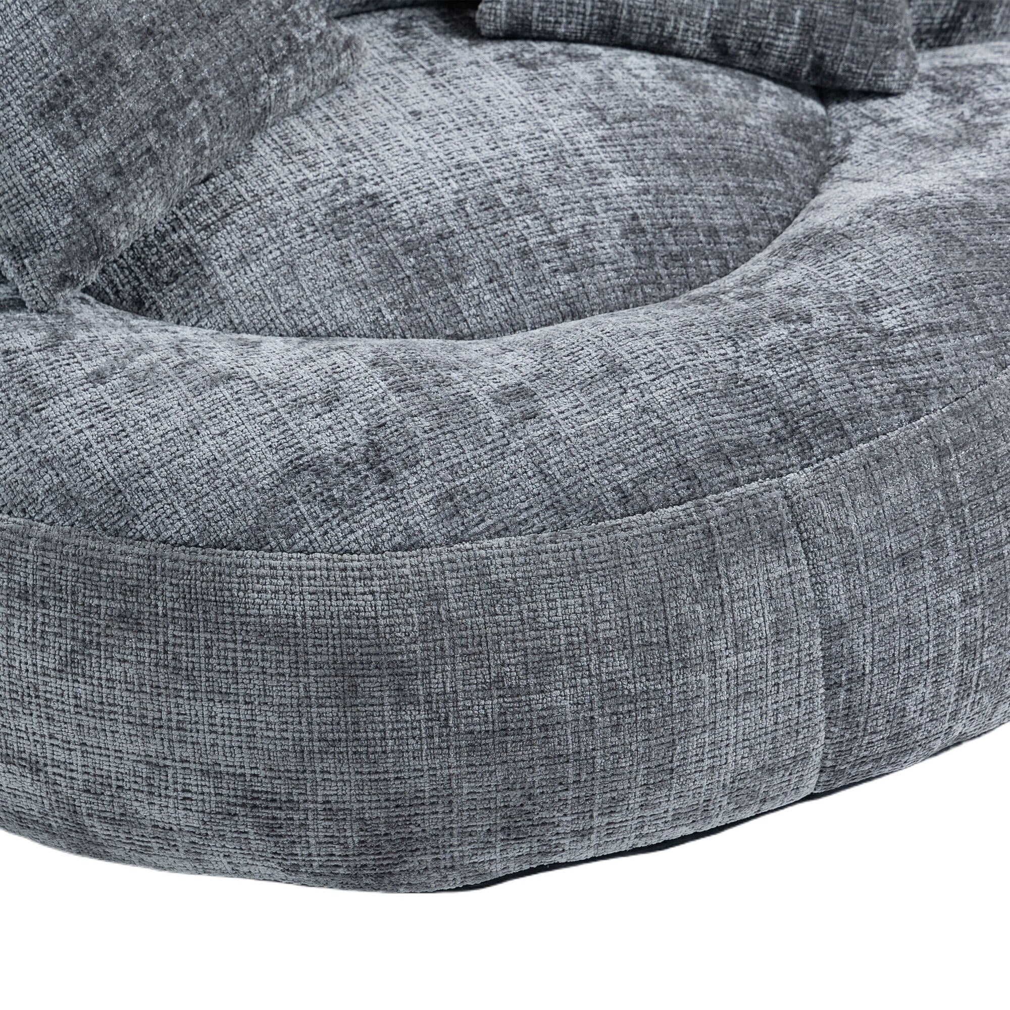 Gray Oversized 42.52 Chenille Lazy Bean Bag Single Sofa with Three Pillows for Bedroom