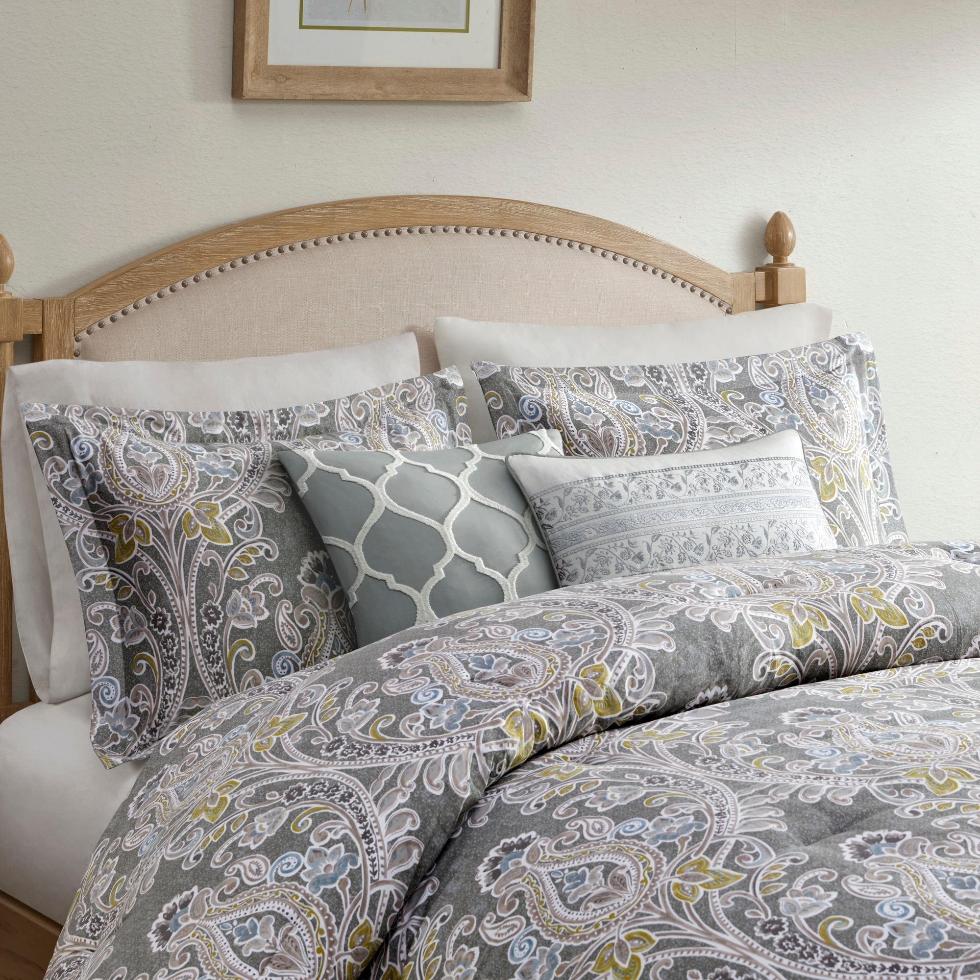Harbor House Hallie 6-piece Grey Damask Pattern Cotton Comforter Set