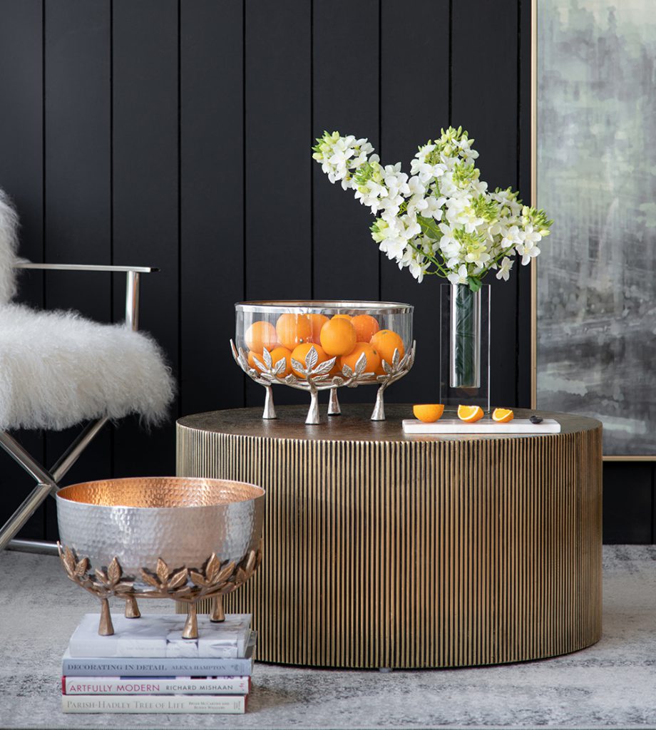 AB - SILVER DECORATIVE ALUMINIUM & GLASS BOWL