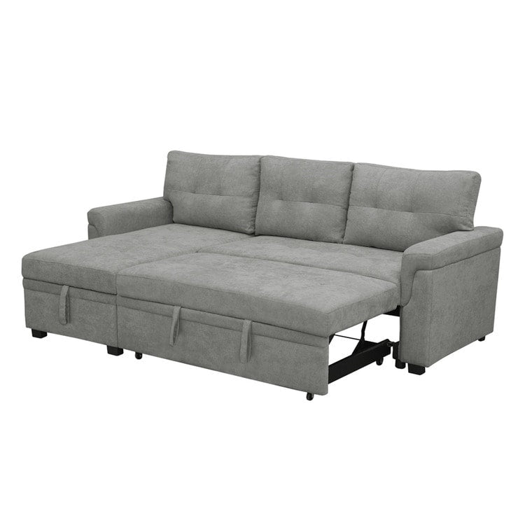 Convertible Reversible Sectional Sofa with Pull-Out Sleeper Bed, Hidden Storage Chaise, and Durable Legs