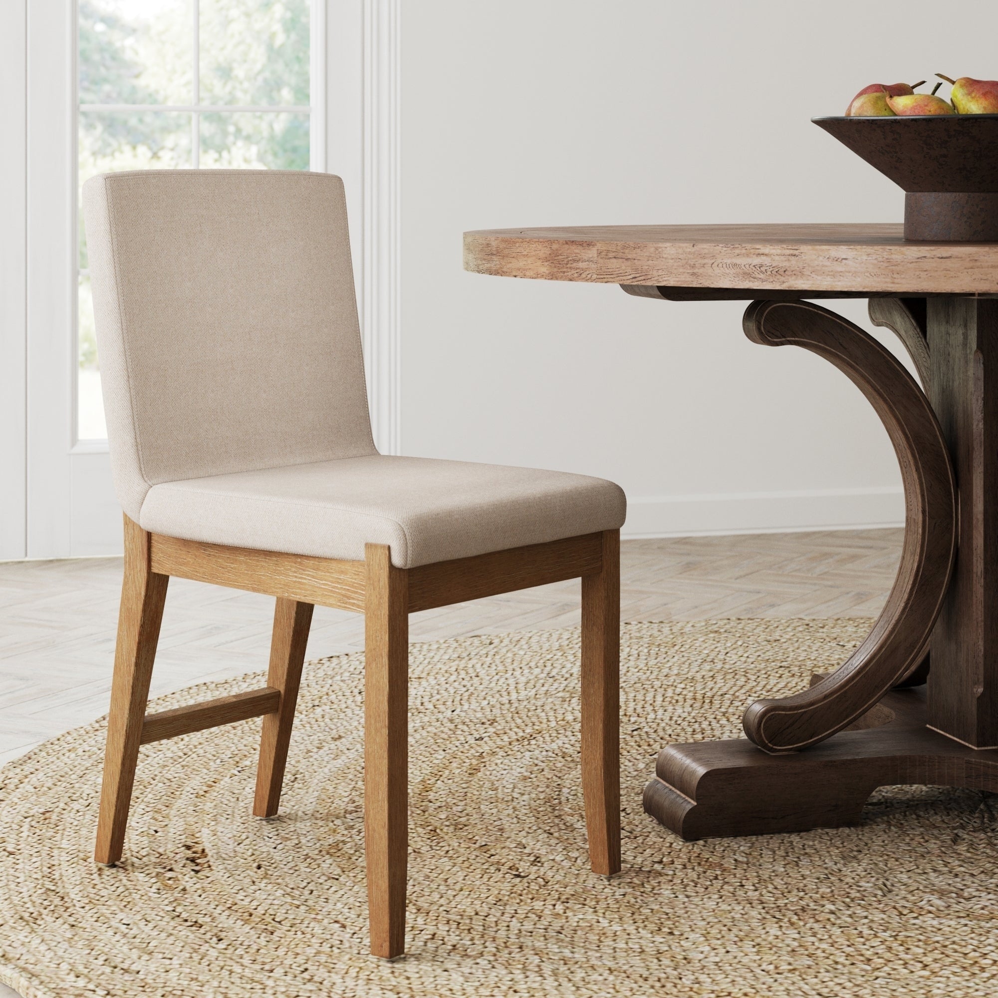 Gracie Modern Bar Stool, Boucle Upholstered Chair and Brushed Wooden Legs