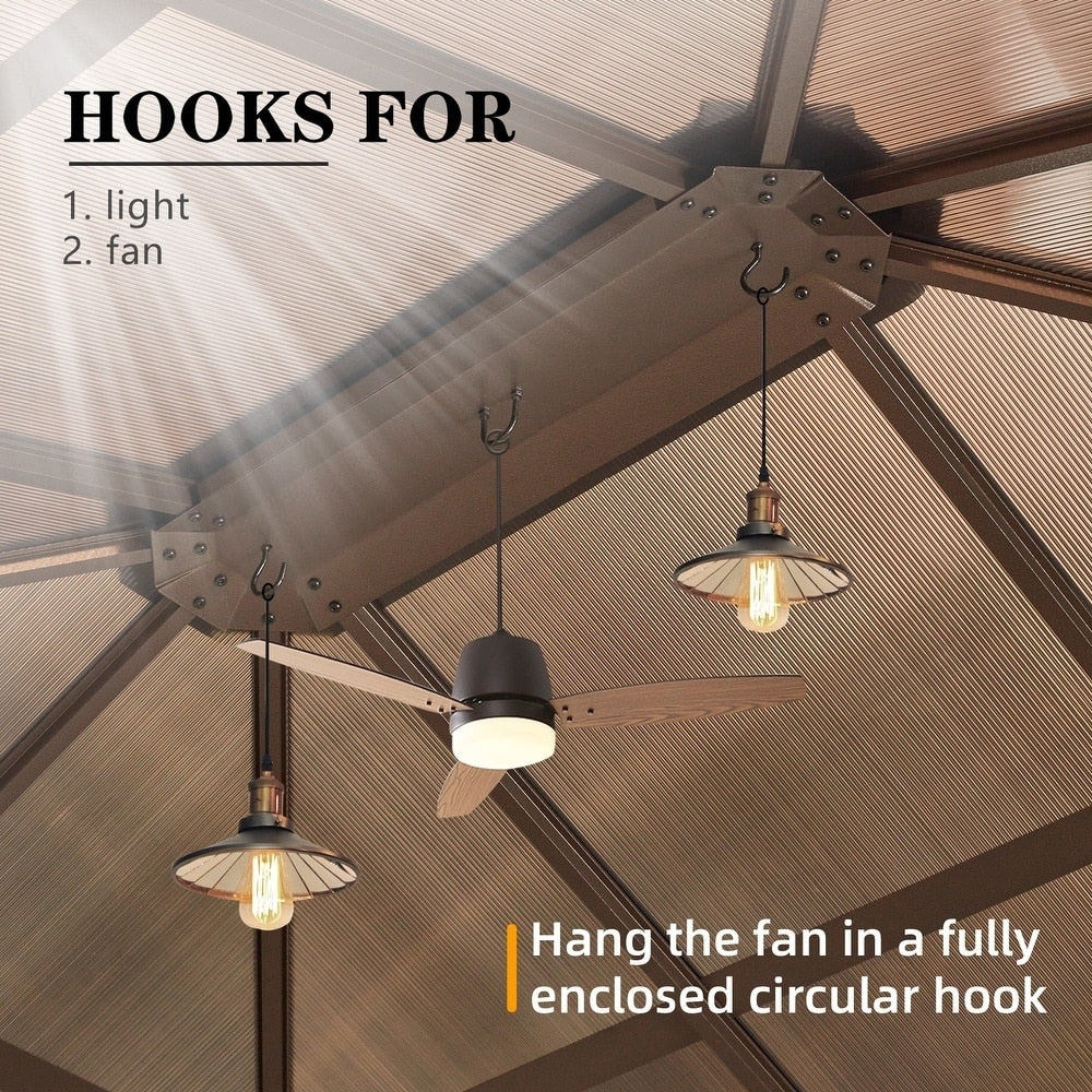 Hardtop Gazebo for Backyard – Permanent Pergola with Netting, Curtains & Double Roof, All-Weather Outdoor Shelter