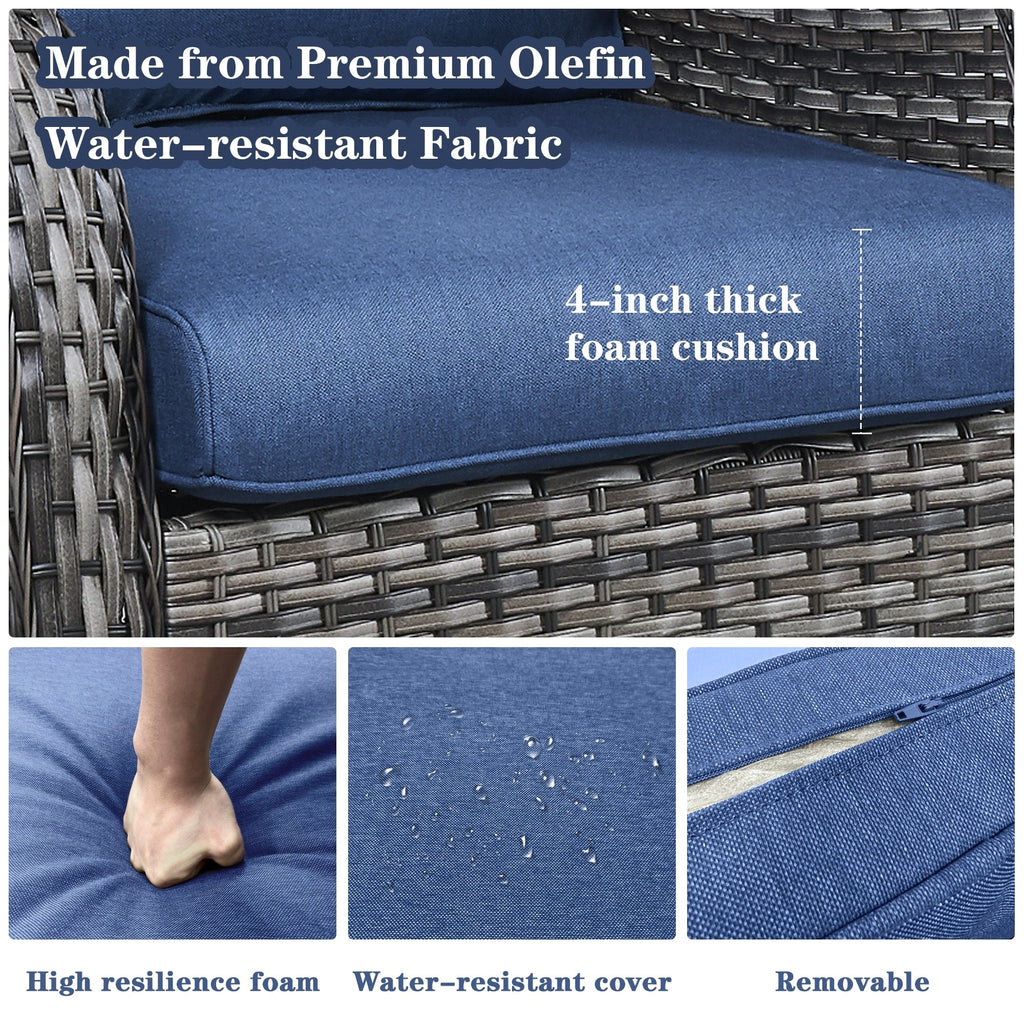 Gymojoy Outdoor Wicker Rocking Lounge Chairs with Swivel Base (Set of 2)