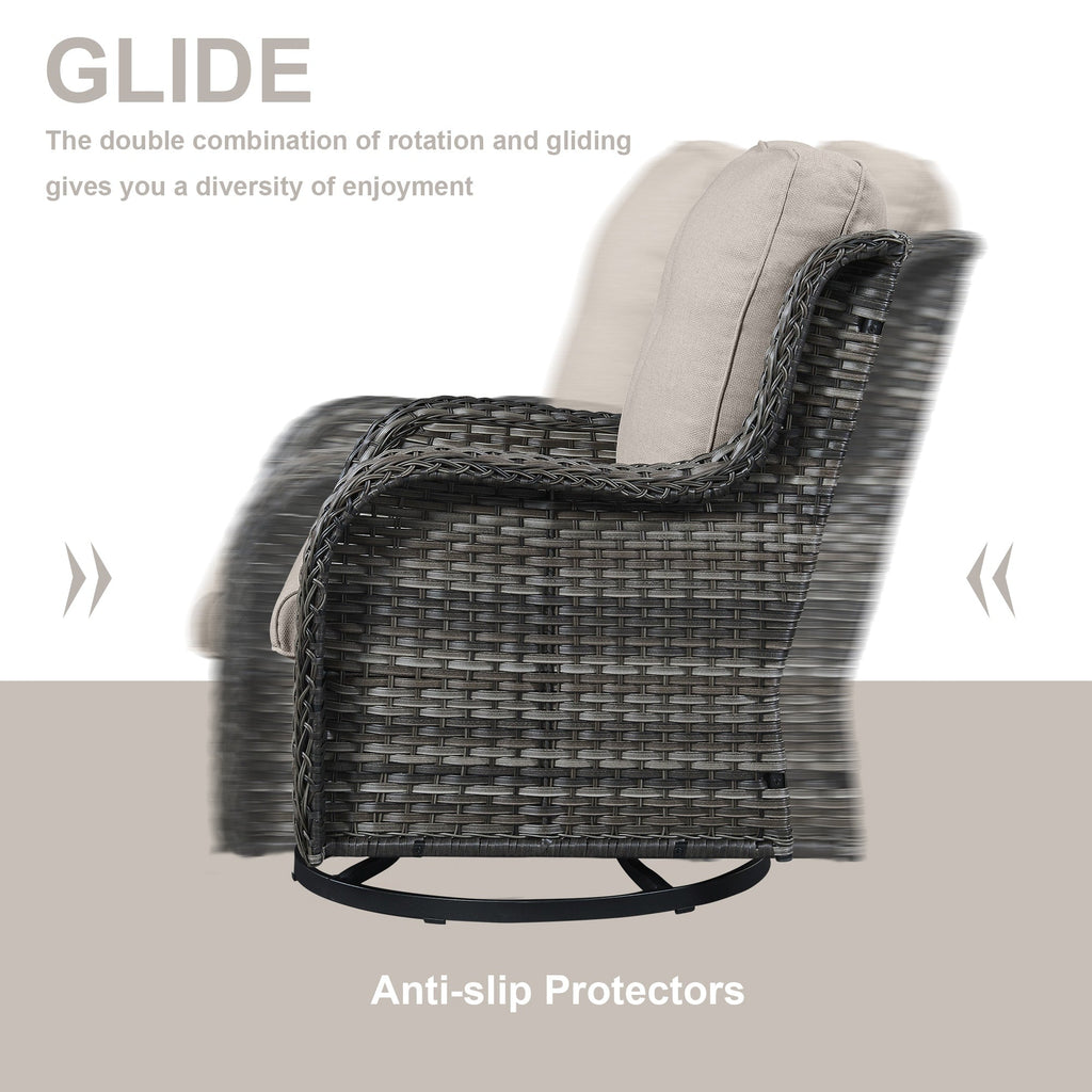 Gymojoy Outdoor Wicker Rocking Lounge Chairs with Swivel Base (Set of 2)