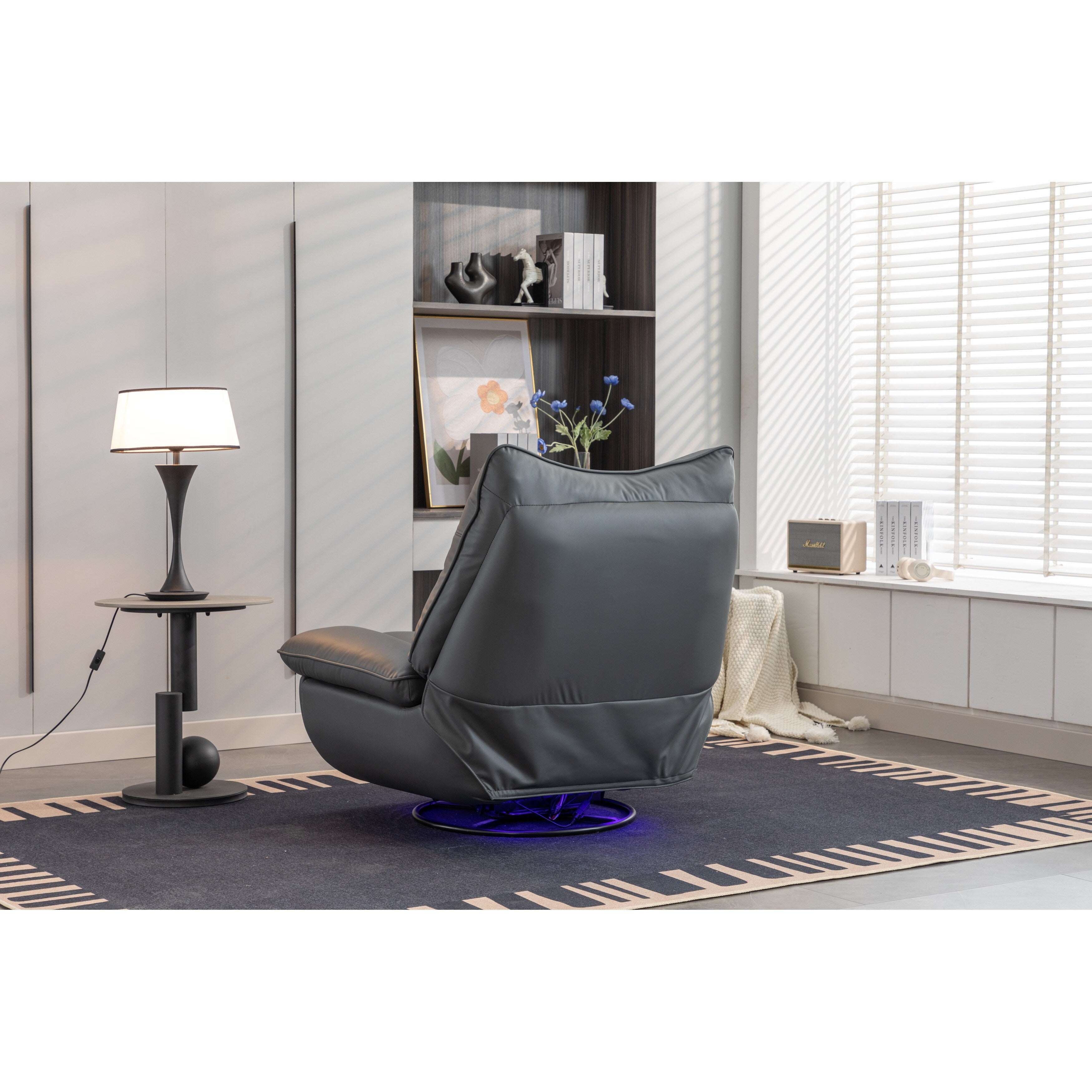 Swivel Glider Power Recliner with Bluetooth Speakers, Phone Holder, USB and Type-C Charging Ports, Hidden Arm Storage