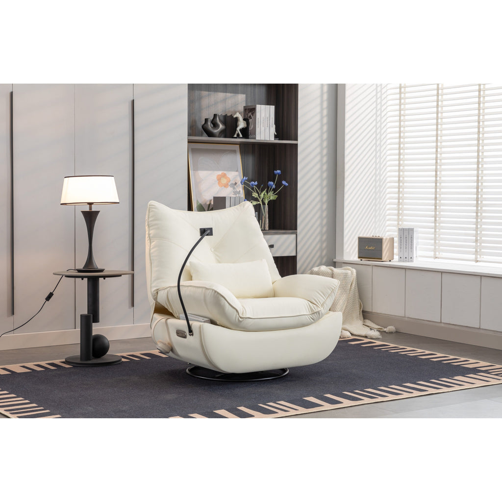 Swivel Glider Power Recliner with Bluetooth Speakers, Phone Holder, USB and Type-C Charging Ports, Hidden Arm Storage