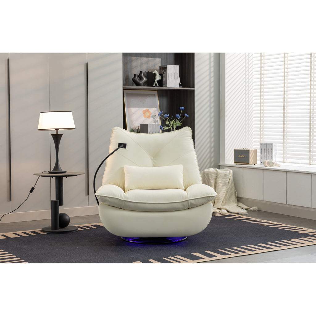 Swivel Glider Power Recliner with Bluetooth Speakers, Phone Holder, USB and Type-C Charging Ports, Hidden Arm Storage