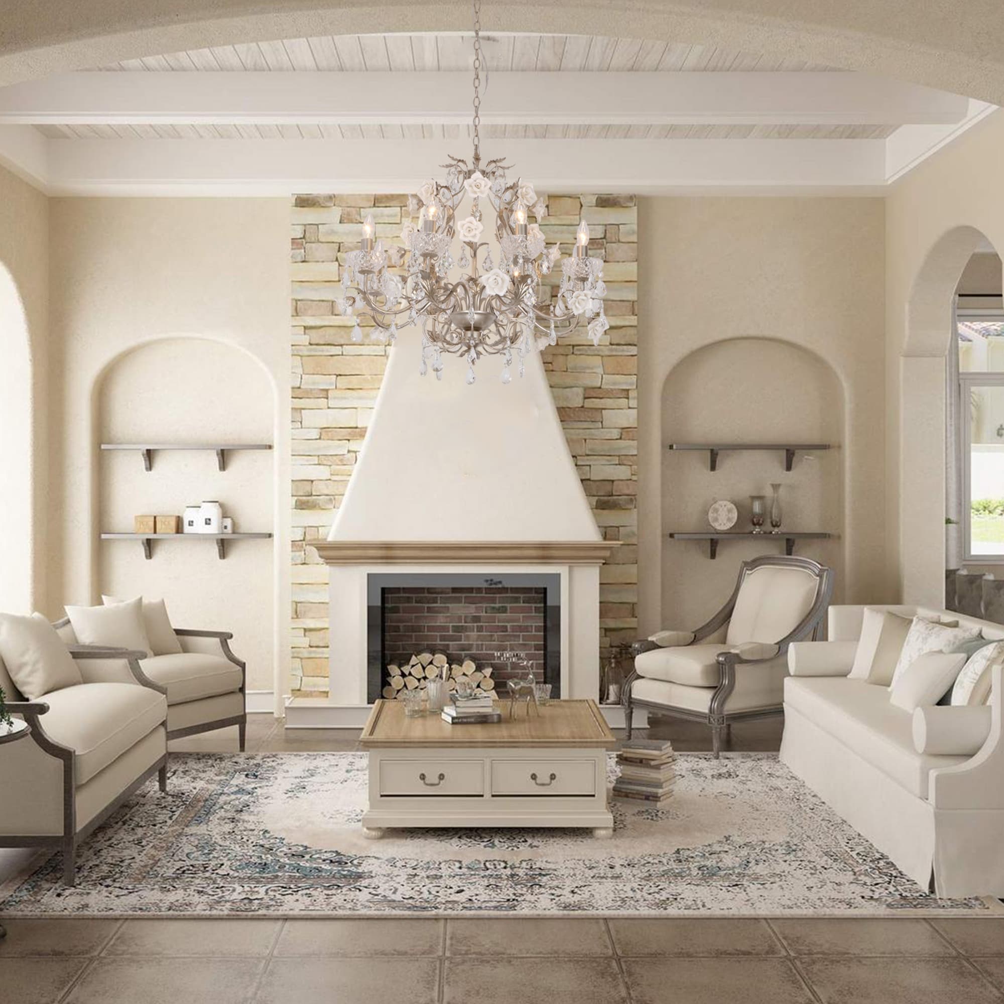 Beautiful and Elegent Vintage Decorative Rose Crystal Palace Chandelier