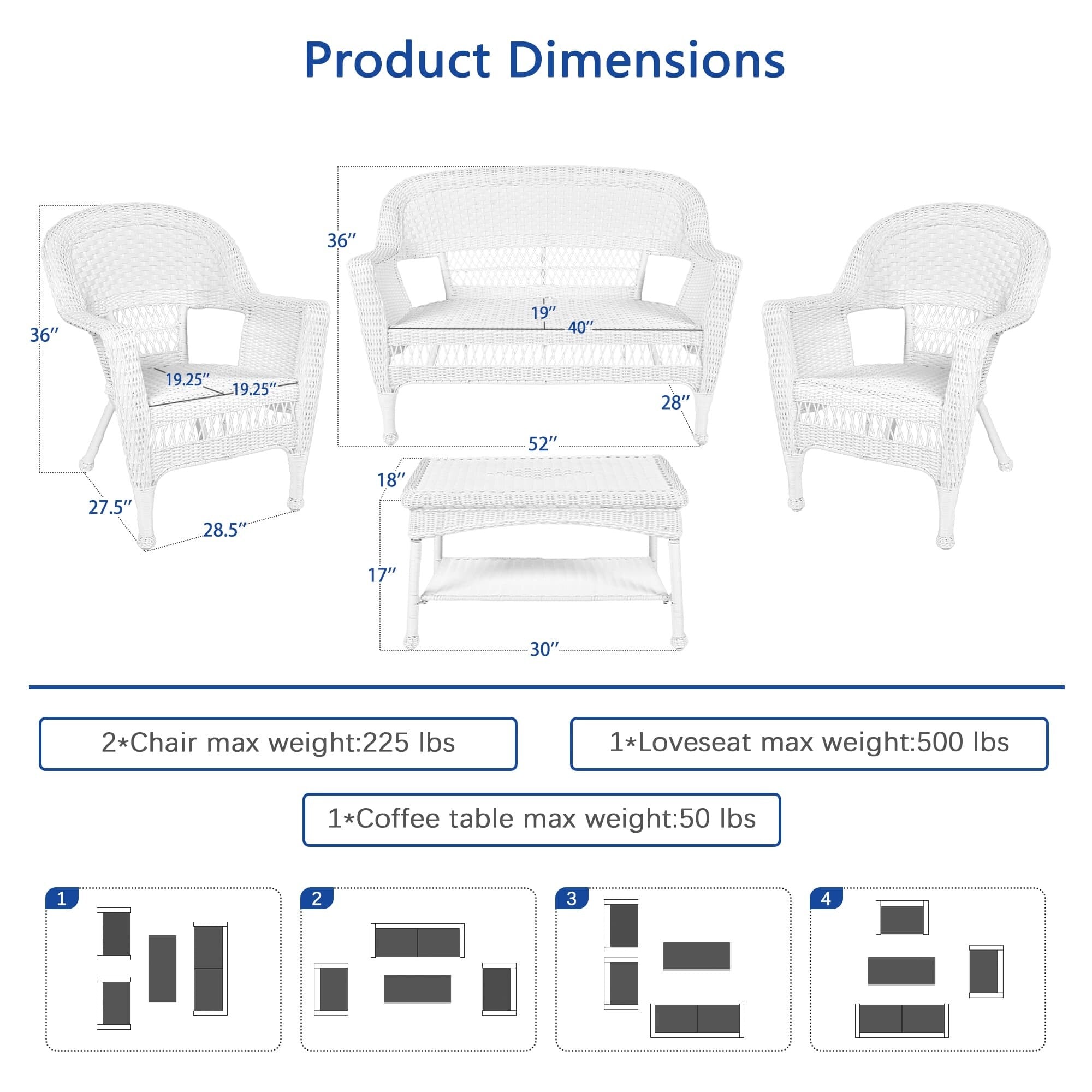 Wicker Patio 4-piece Conversation Set