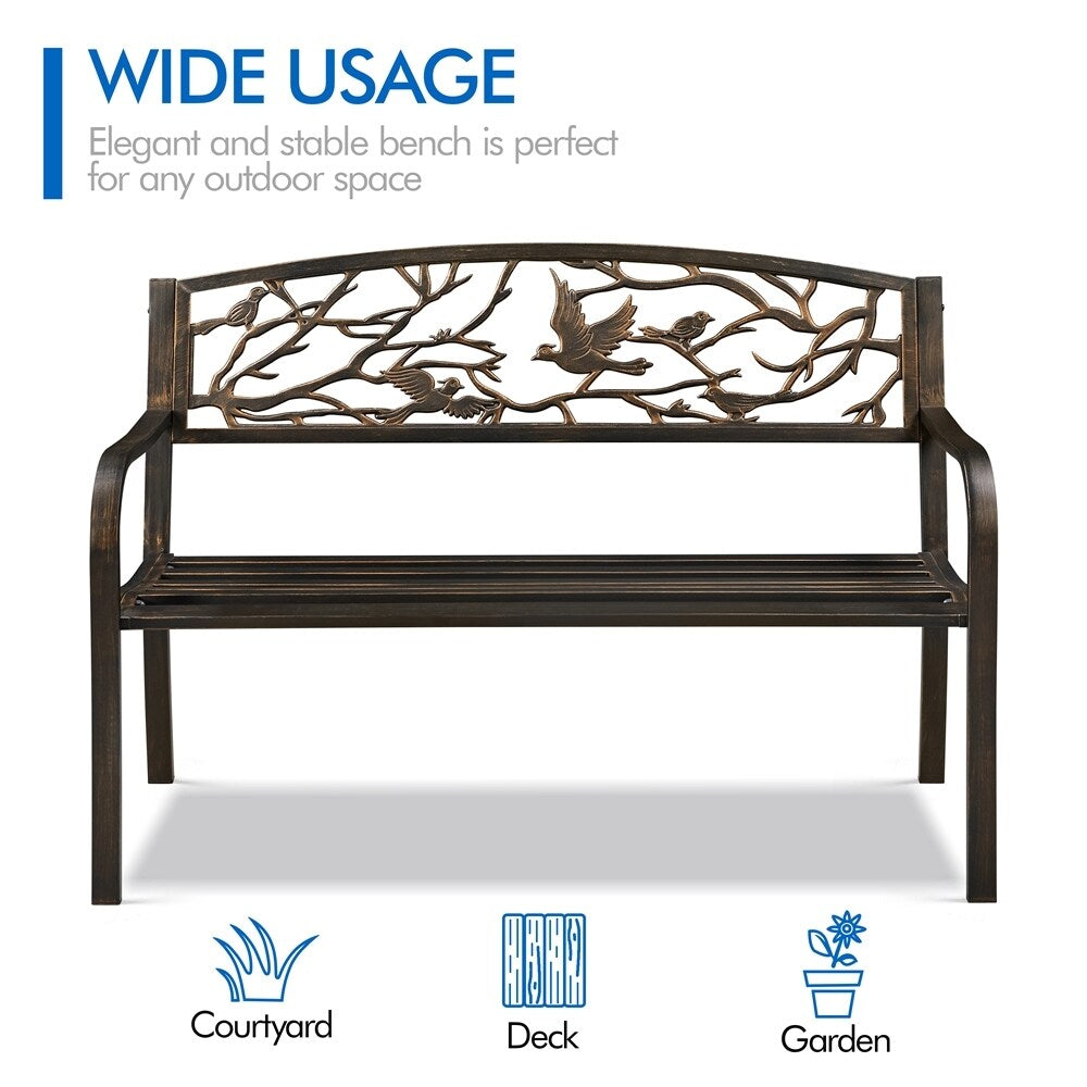 Yaheetech Patio Garden Bench Outdoors Metal Porch Chair - N/A