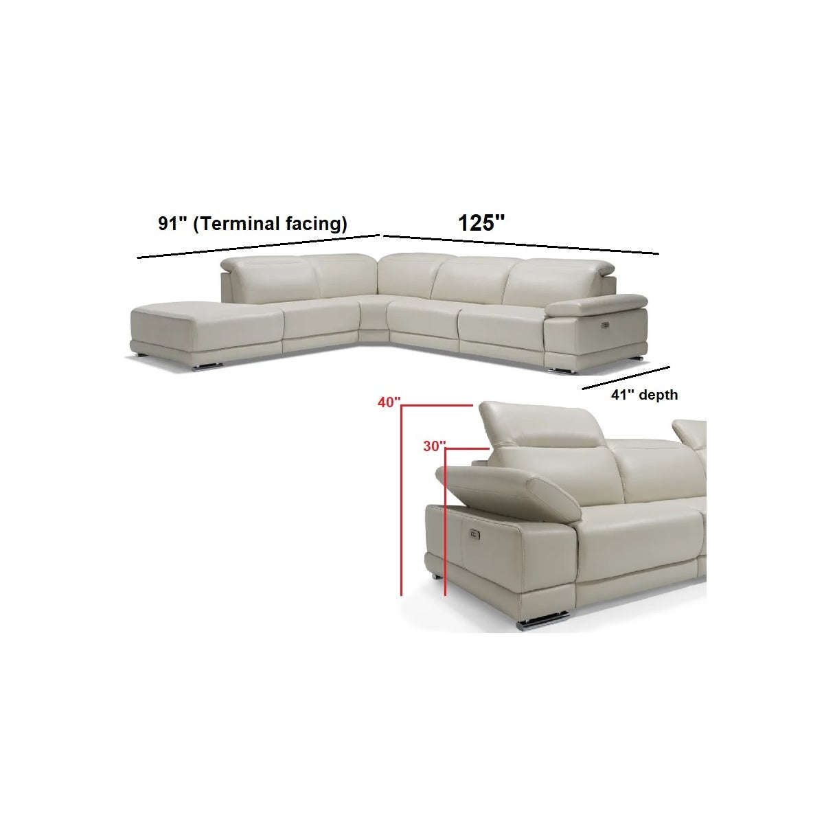 BL - ESCAPE LEATHER RECLINER SECTIONAL WITH CHAISE